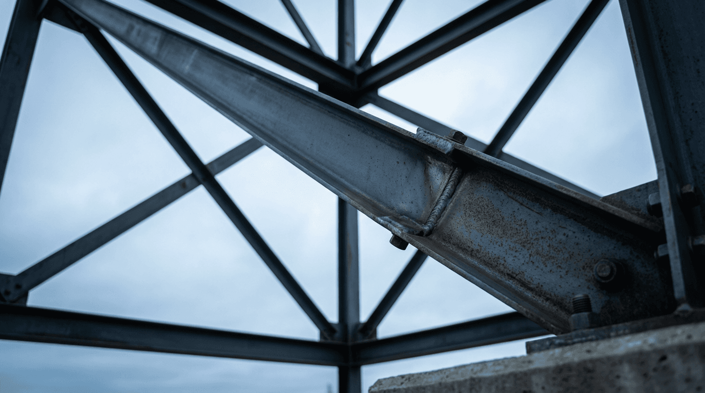 Structural framework installation on commercial construction site